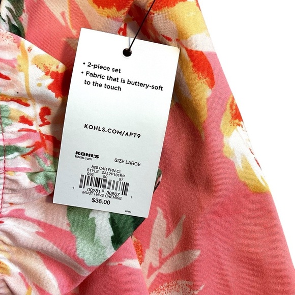 Apt. 9 Buttery Soft Sleep Cami & Shorts Set Pink Floral Size Large NWT - Picture 6 of 6